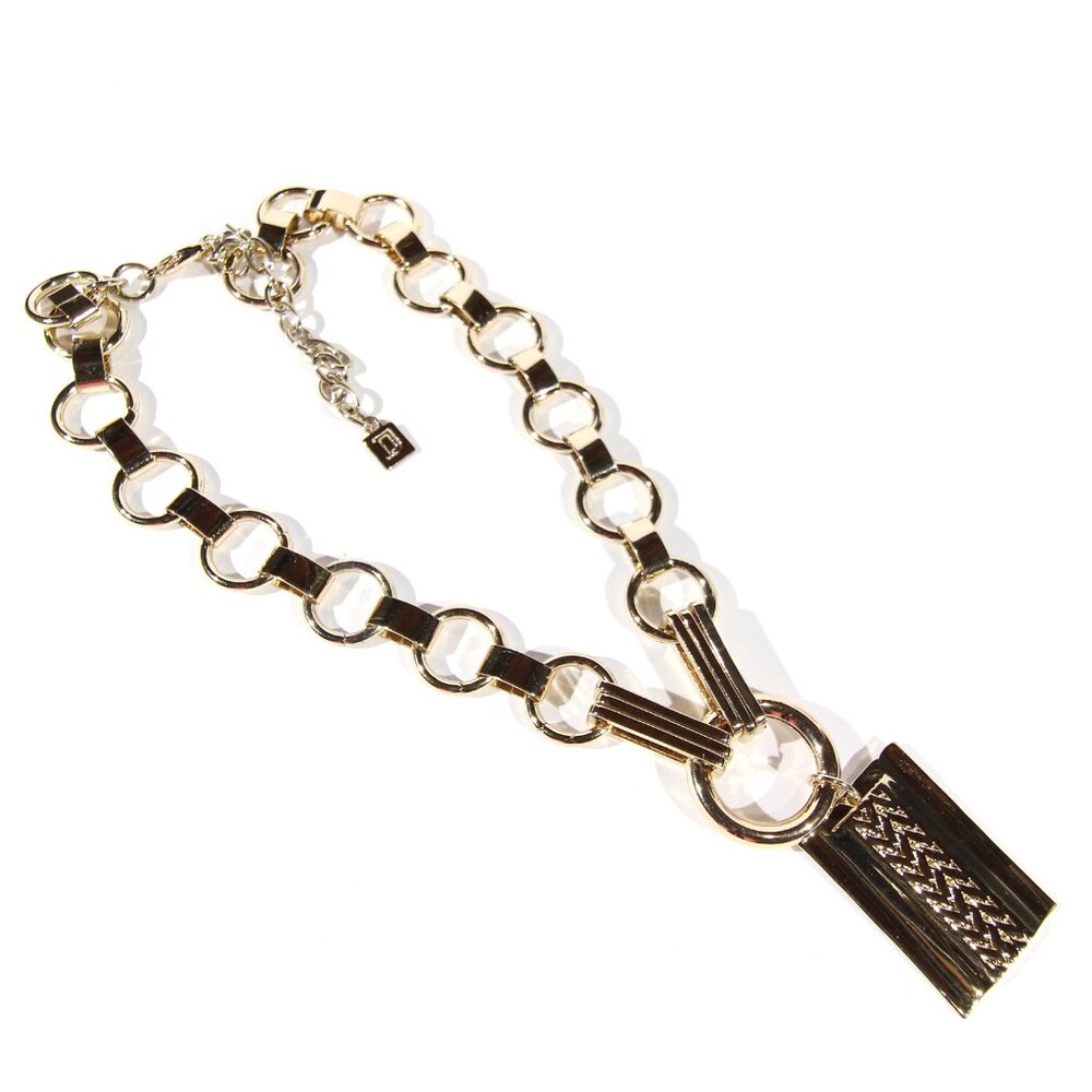 Dannijo Elisa Gold Tone Chain Necklace w/ Pendant - Picture 3 of 6